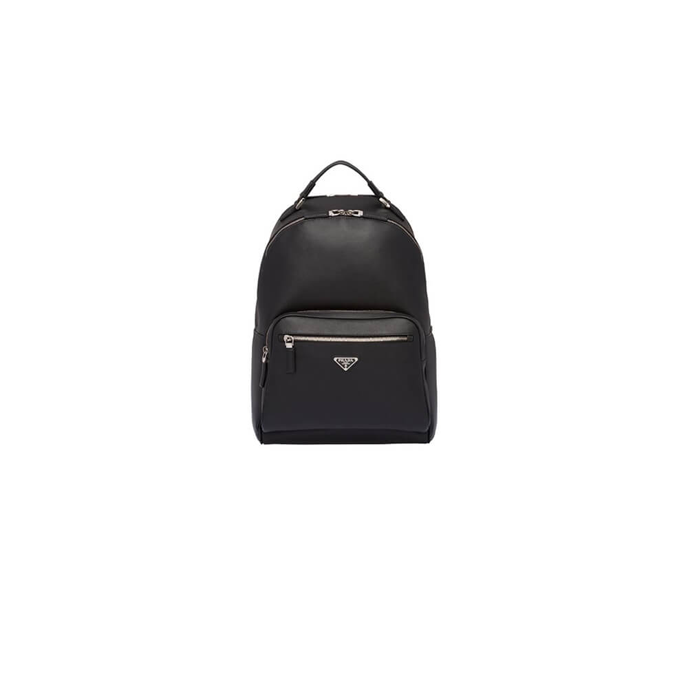 Pra*a men saffiano leather backpack
