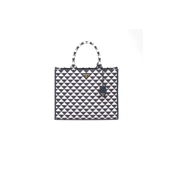 large Pra*a symbole jacquard fabric handbag