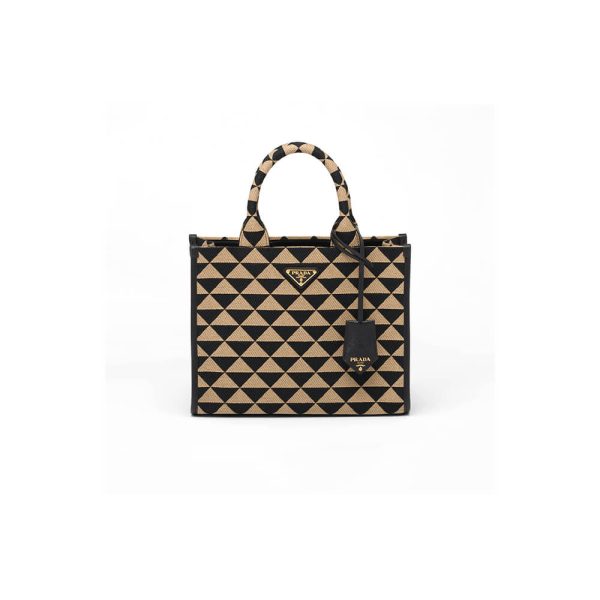 small Pra*a symbole jacquard fabric handbag