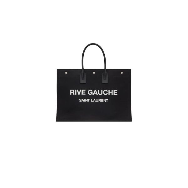 RIVE GAUCHE TOTE BAG IN LINEN AND LEATHER