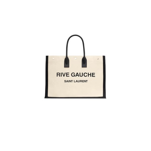 RIVE GAUCHE LARGE TOTE BAG IN PRINTED CANVAS AND LEATHER