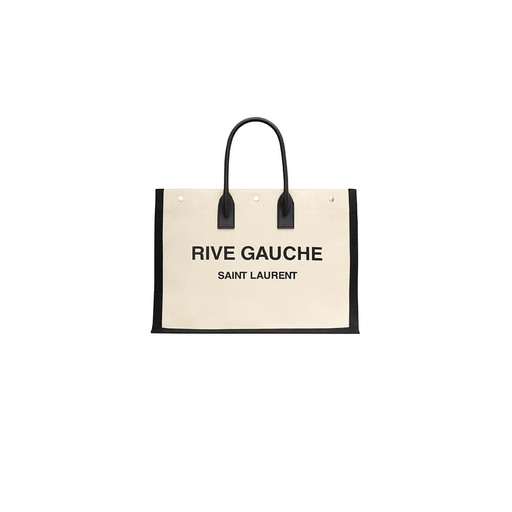 RIVE GAUCHE LARGE TOTE BAG IN PRINTED CANVAS AND LEATHER