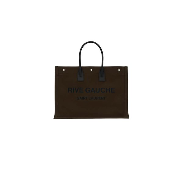 RIVE GAUCHE LARGE TOTE BAG IN PRINTED CANVAS AND LEATHER