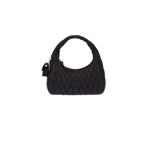 Miu Wander matelasse regenerated nylon hobo bag