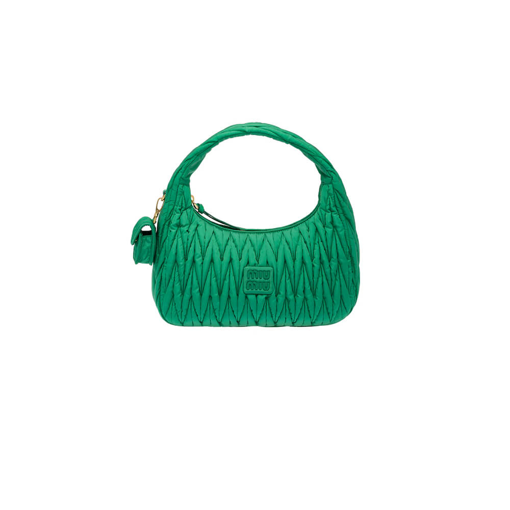 Miu Wander matelasse regenerated nylon hobo bag