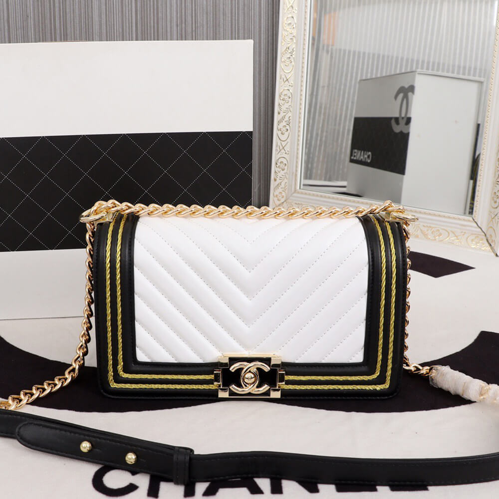 chevron boy Ch*el handbag