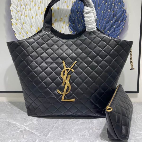 YSL ICARE MAXI SHOPPING BAG IN QUILTED LAMBSKIN