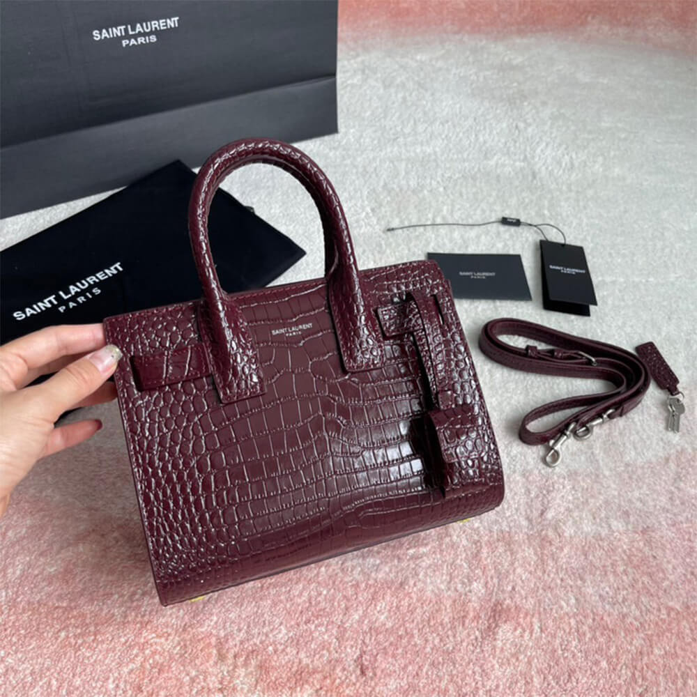 YSL SAC DE JOUR NANO IN EMBOSSED CROCODILE SHINY LEATHER