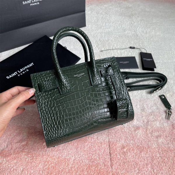 YSL SAC DE JOUR NANO IN EMBOSSED CROCODILE SHINY LEATHER
