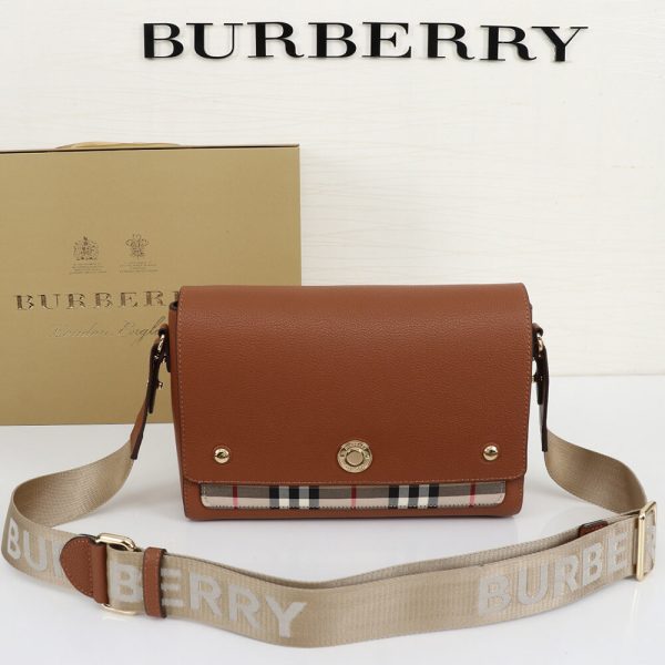 B**rry vintage check and leather note crossbody bag