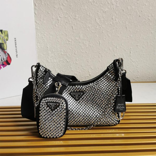 Pra*a re-edition 2005 satin bag with crystals