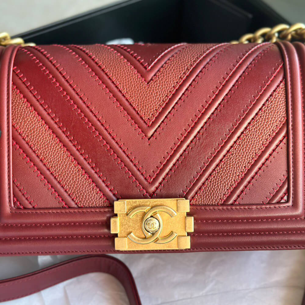chevron boy Ch*el handbag