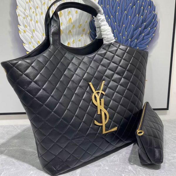 YSL ICARE MAXI SHOPPING BAG IN QUILTED LAMBSKIN