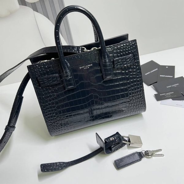 YSL SAC DE JOUR NANO IN EMBOSSED CROCODILE SHINY LEATHER