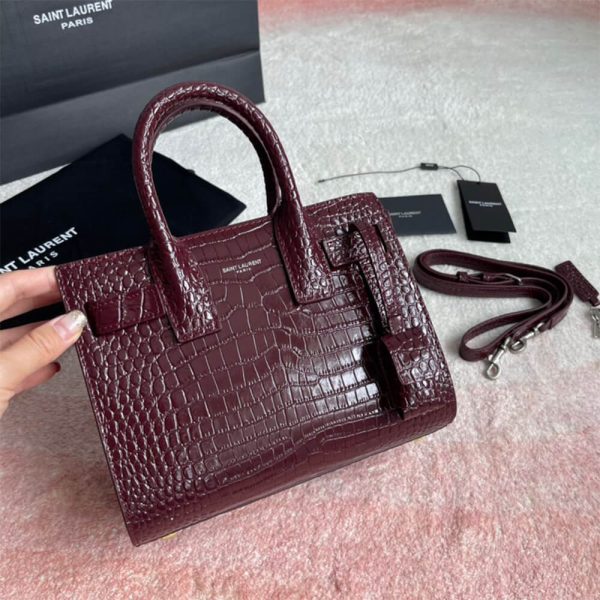 YSL SAC DE JOUR NANO IN EMBOSSED CROCODILE SHINY LEATHER