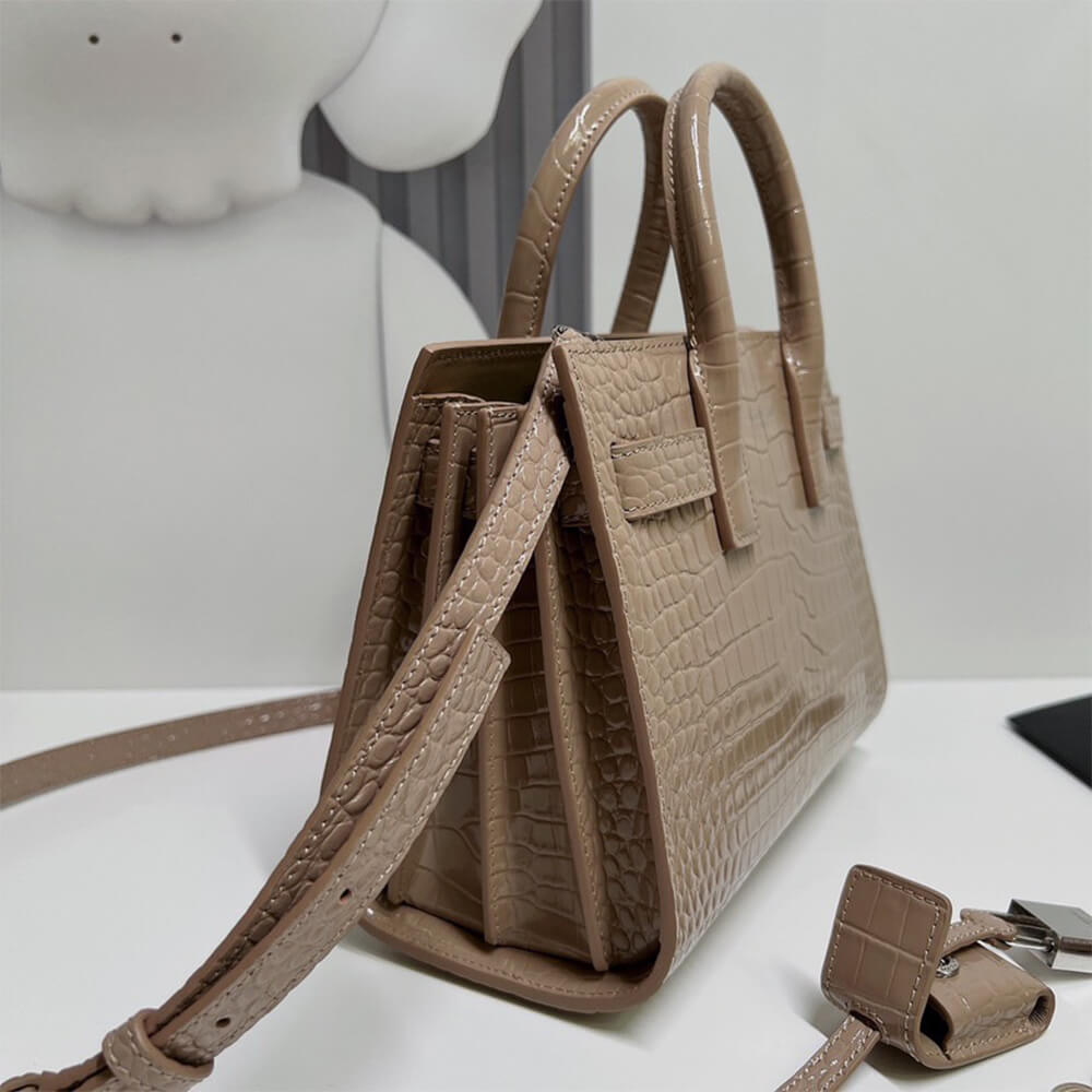 YSL SAC DE JOUR NANO IN EMBOSSED CROCODILE SHINY LEATHER