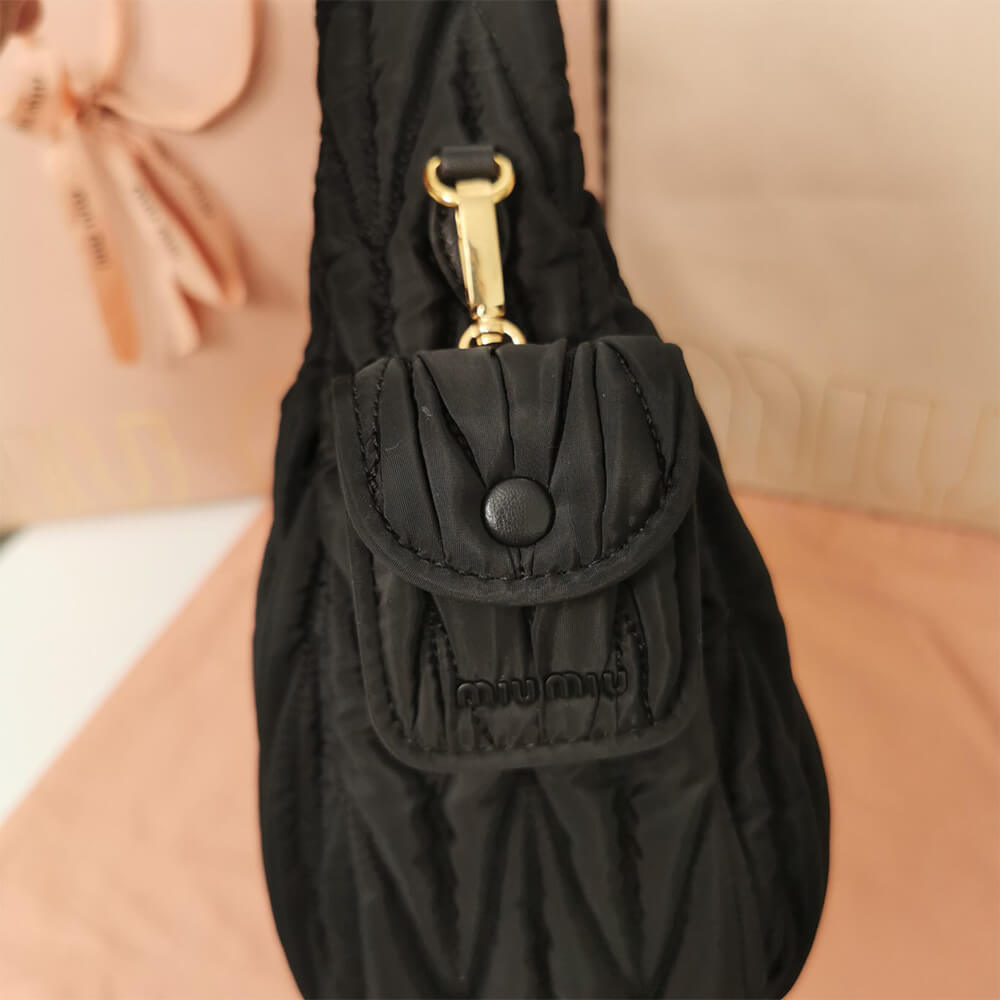Miu Wander matelasse regenerated nylon hobo bag