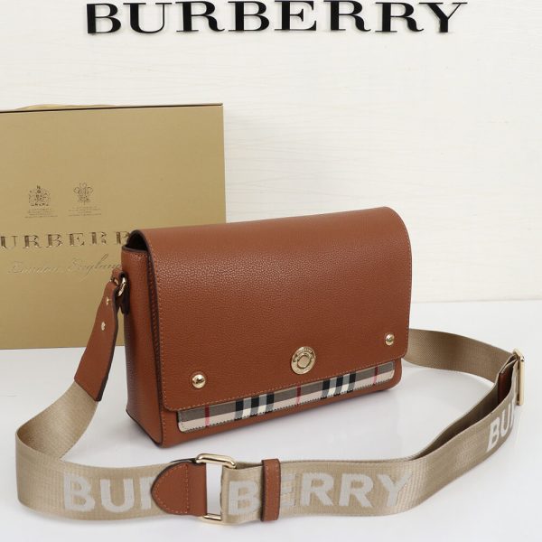 B**rry vintage check and leather note crossbody bag