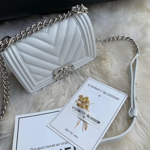 Ch*el chevron small boy bag(high-end)