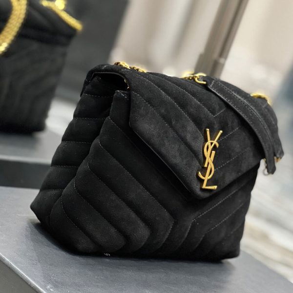 LOULOU SMALL CHAIN BAG IN Y QUILTED SUEDE