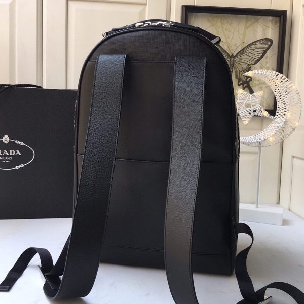 Pra*a men saffiano leather backpack