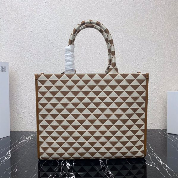 large Pra*a symbole jacquard fabric handbag