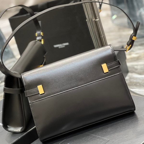 MANHATTAN SMALL SHOULDER BAG IN BOX SAINT LAURENT LEATHER