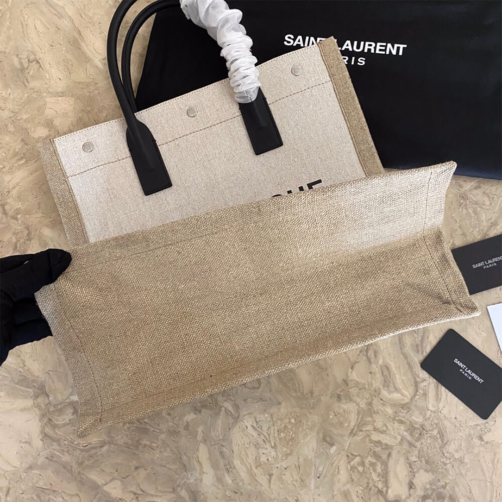 RIVE GAUCHE N/S SHOPPING BAG IN LINEN AND COTTON