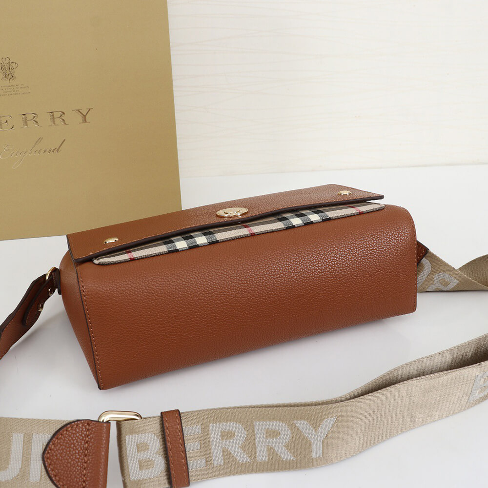 B**rry vintage check and leather note crossbody bag