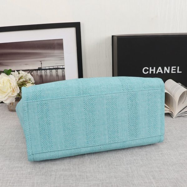 Ch*el woven straw raffia striped medium deauville tote