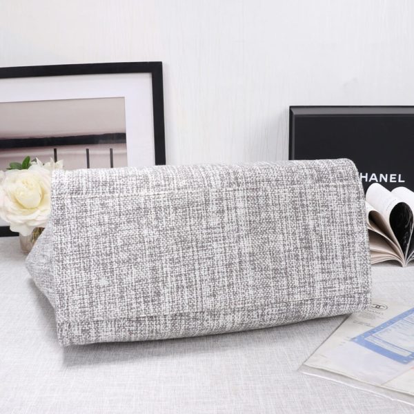 Ch*el woven straw raffia striped medium deauville tote