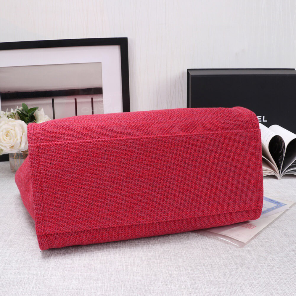 Ch*el woven straw raffia striped medium deauville tote