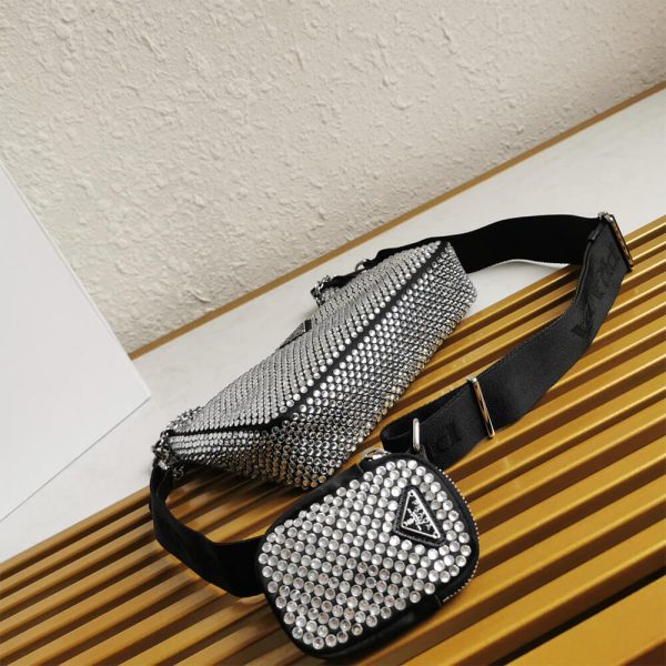 Pra*a re-edition 2005 satin bag with crystals