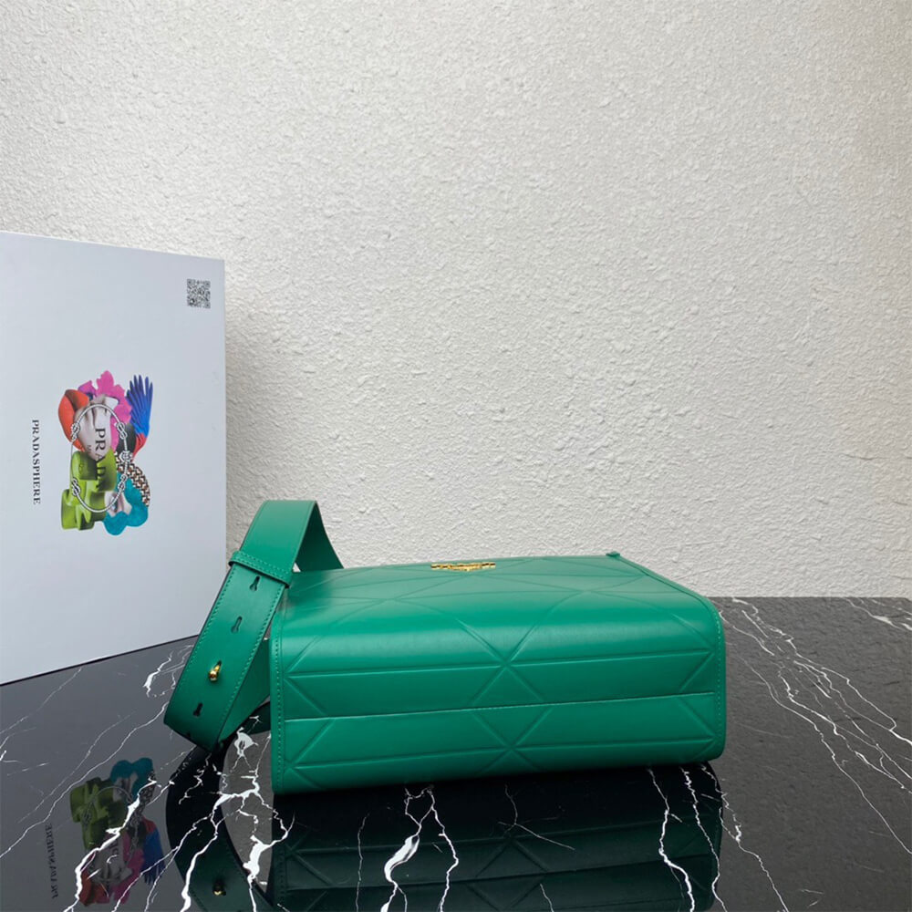 small leather Pra*a symbole bag with topstitching