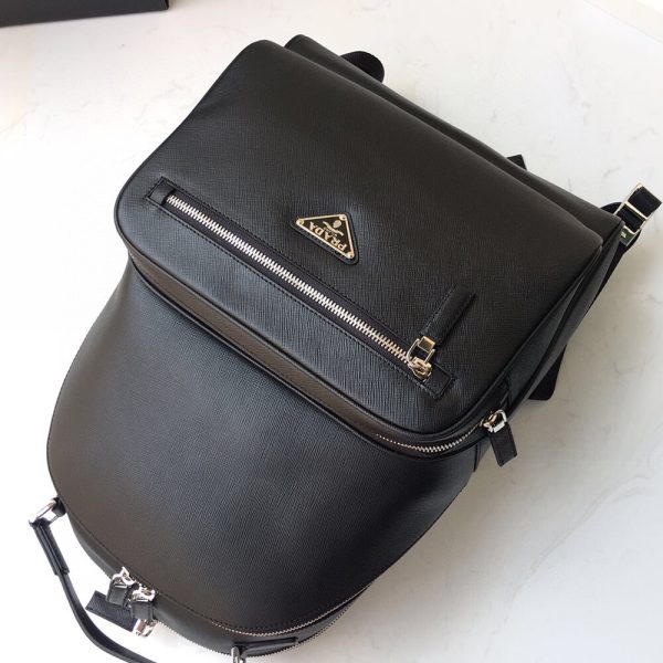 Pra*a men saffiano leather backpack