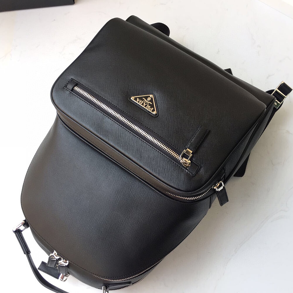 Pra*a men saffiano leather backpack