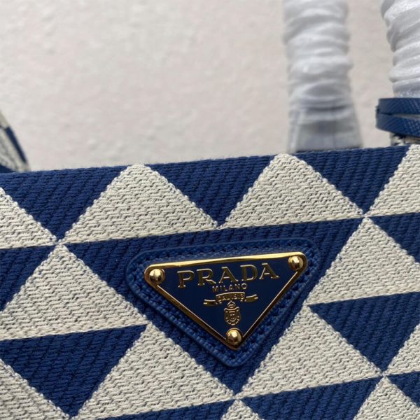 large Pra*a symbole jacquard fabric handbag