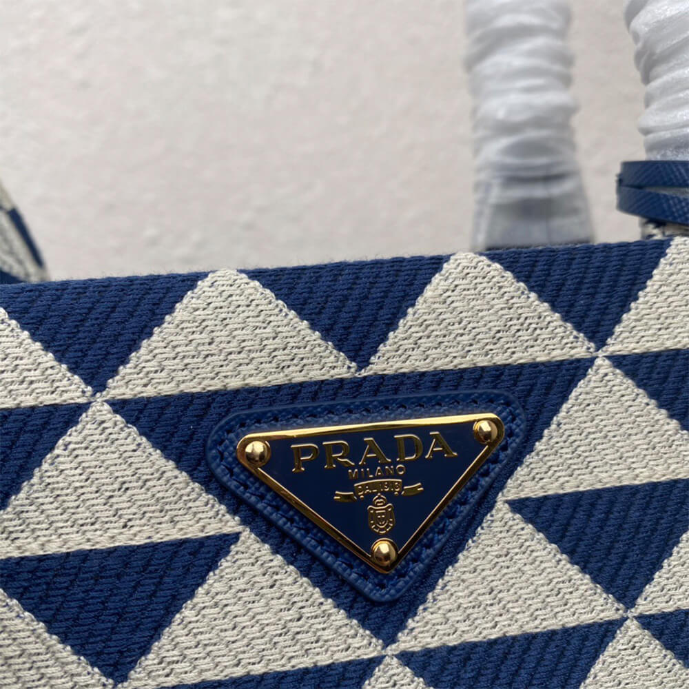 large Pra*a symbole jacquard fabric handbag