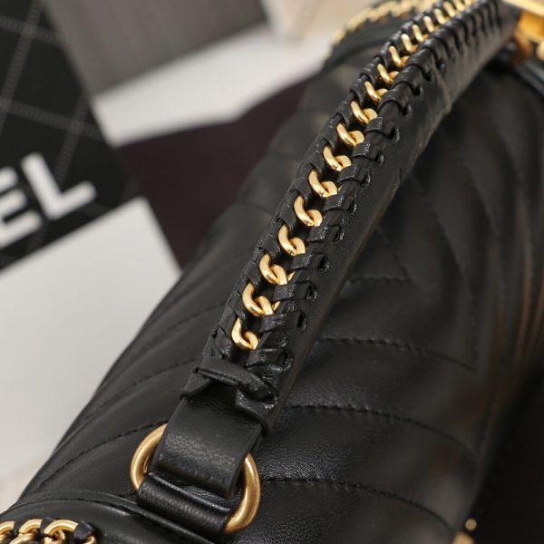 Ch*el top handle chevron boy handbag