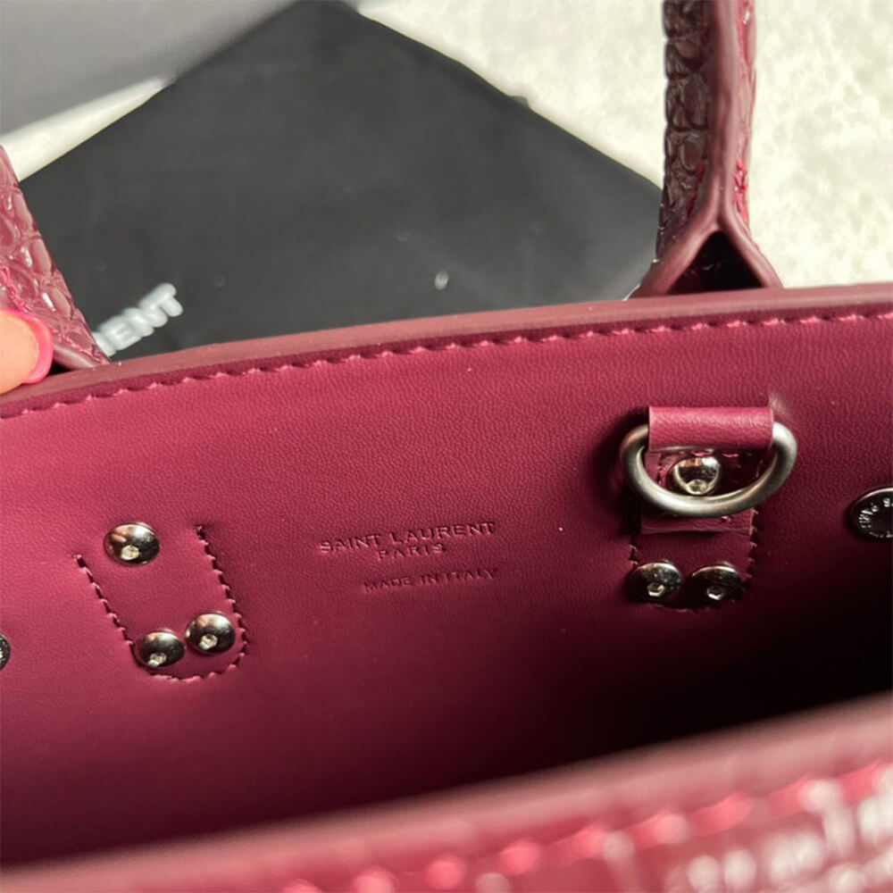 YSL SAC DE JOUR NANO IN EMBOSSED CROCODILE SHINY LEATHER