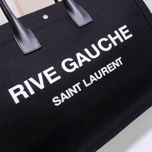 RIVE GAUCHE TOTE BAG IN LINEN AND LEATHER