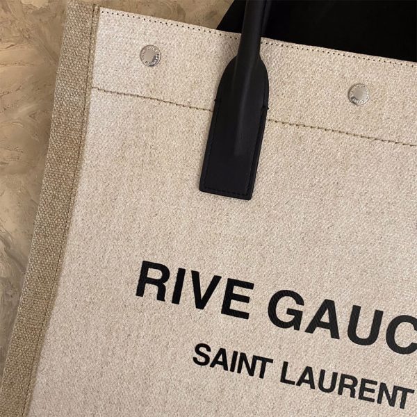 RIVE GAUCHE N/S SHOPPING BAG IN LINEN AND COTTON