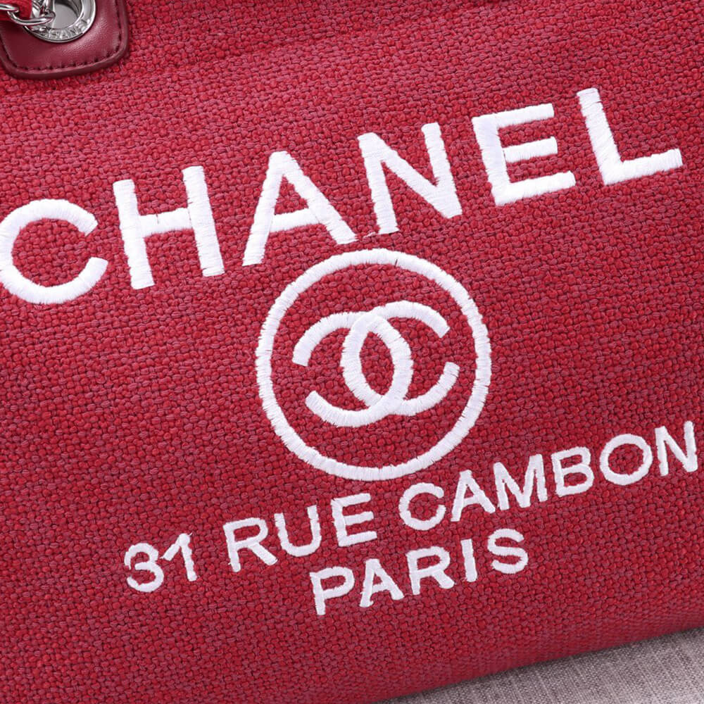 Ch*el woven straw raffia striped medium deauville tote