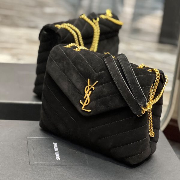 LOULOU SMALL CHAIN BAG IN Y QUILTED SUEDE