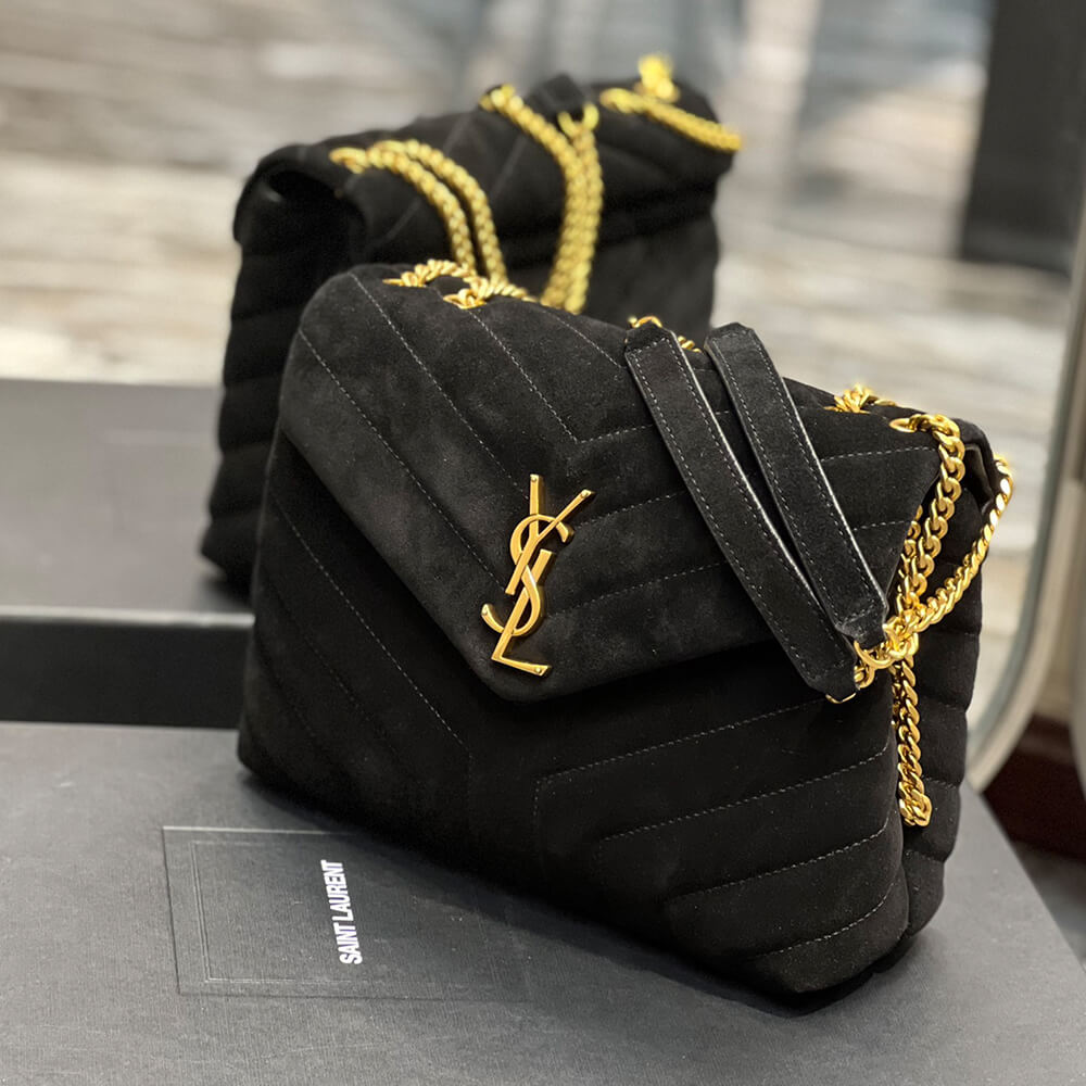 LOULOU SMALL CHAIN BAG IN Y QUILTED SUEDE