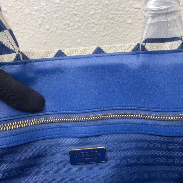 large Pra*a symbole jacquard fabric handbag