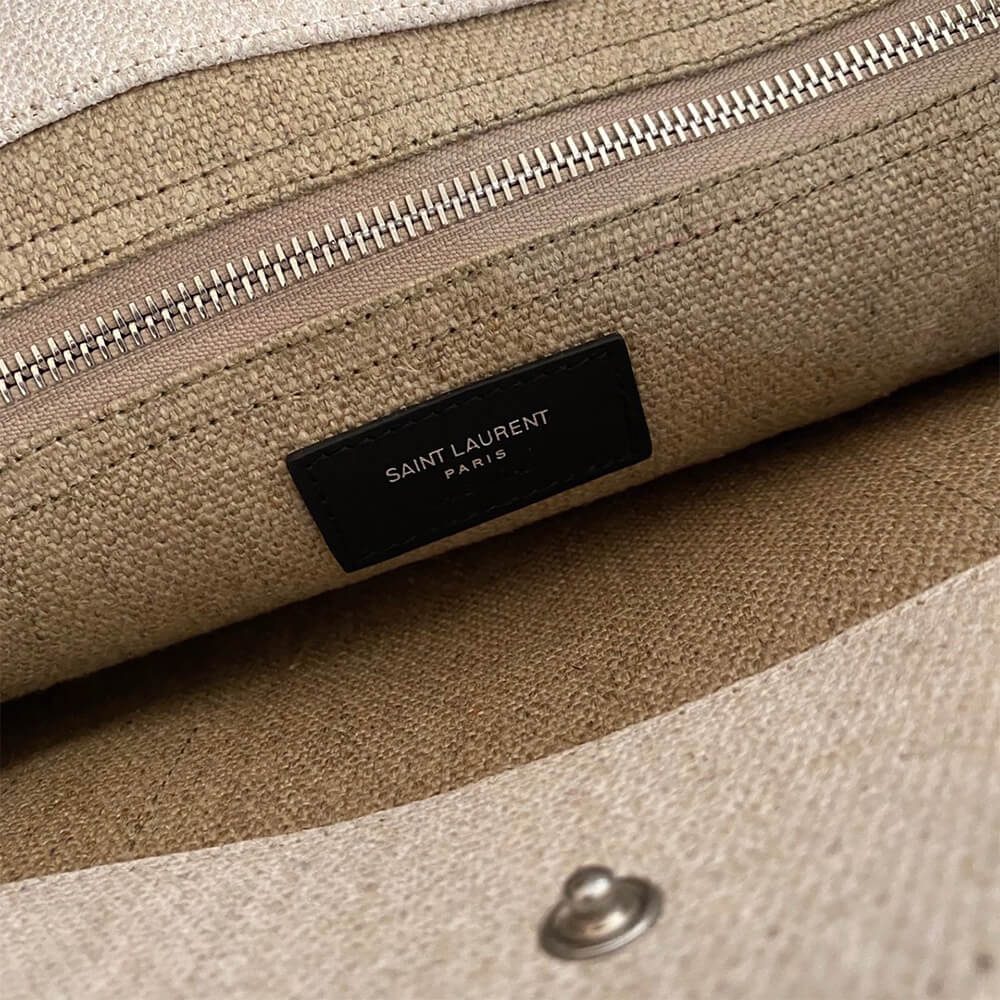 RIVE GAUCHE N/S SHOPPING BAG IN LINEN AND COTTON