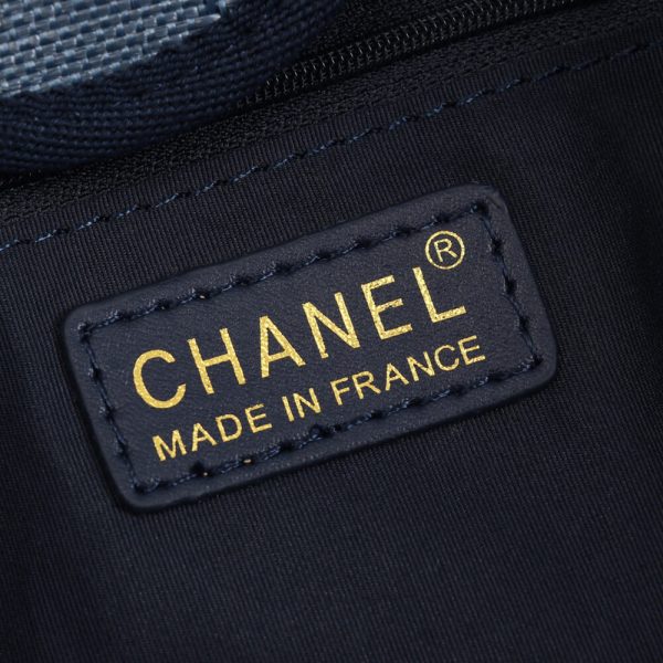 Ch*el woven straw raffia striped medium deauville tote