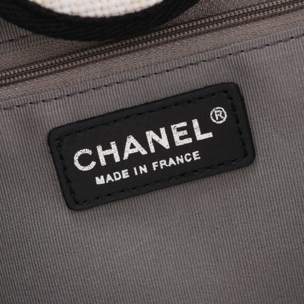 Ch*el woven straw raffia striped medium deauville tote