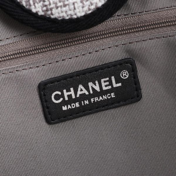 Ch*el woven straw raffia striped medium deauville tote